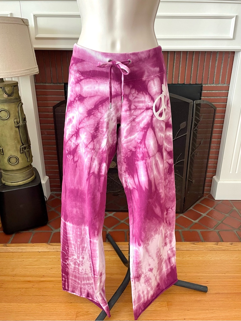 PEACE STORE Purple Y2K Tie-Dye Drawstring Low-Rise Pants